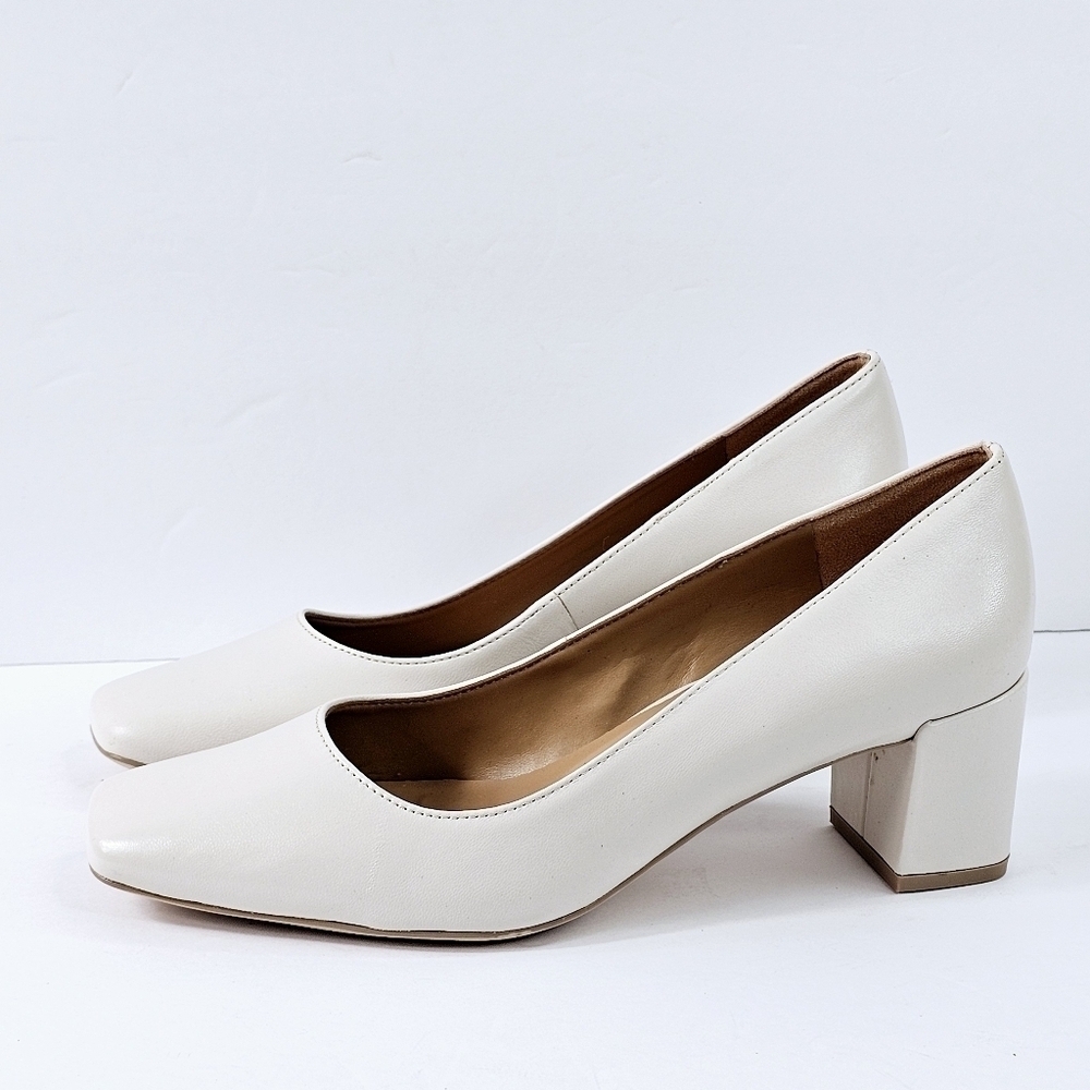New! Naturalizer Karina Pump Leather Chunky Block Heel Square Toe Shoes. - Picture 4 of 16